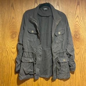 Lightweight canvas cargo jacket. Slate gray. Small.